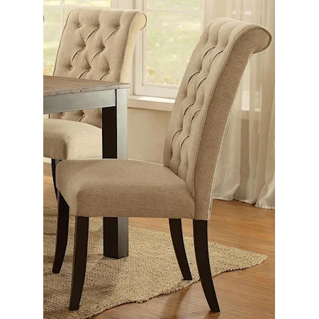 Contemporary Upholstered Dining Side Chair 2-Pack with Tufted Back