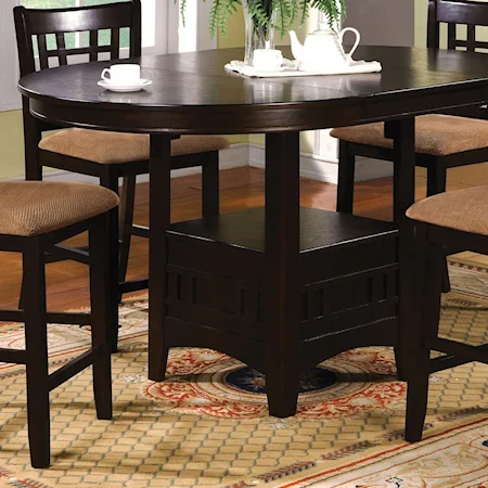 Transitional Oval Counter Height Table with Storage and 1 Table Extension Leaf