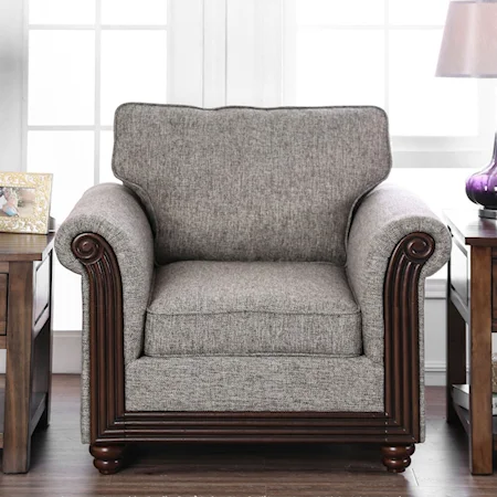 Transitional Chair with Fluted Wood Trim