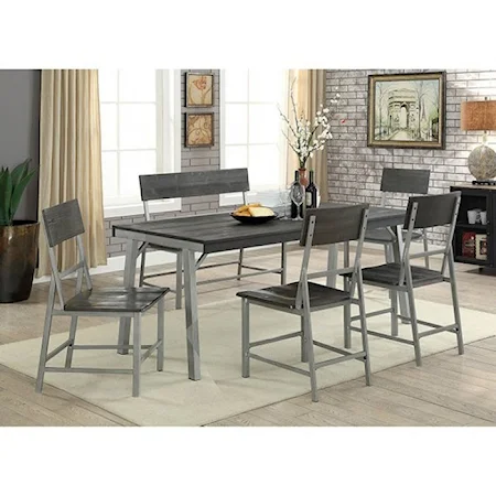 Contemporary Table and Chair Set with Bench