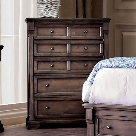 Transitional Chest of 6 Drawers with Felt-Lined Top Drawers