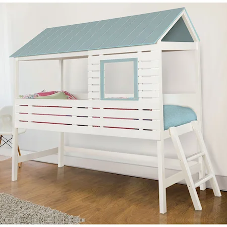 Twin Loft House Bed with Roof and Window