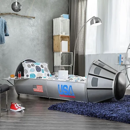 Full Size Rocket Ship Astronaut Bed with Storage