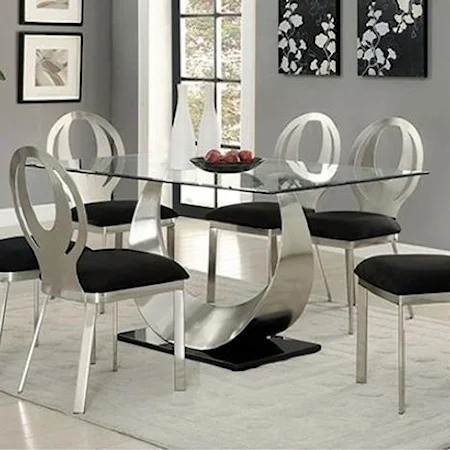 Contemporary Dining Table with Glass Top