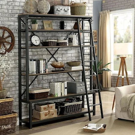 Industrial Bookshelf with Ladder