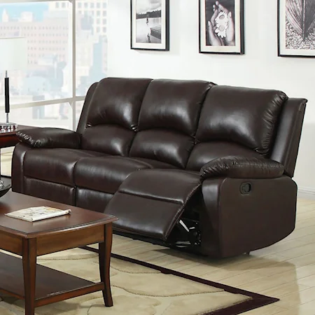Casual Faux Leather Reclining Sofa