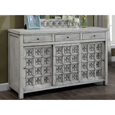 Transitional Dresser with Floral Inlay Design