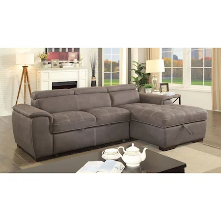 Sofa Sectional with Pull Out Sleeper and Storage