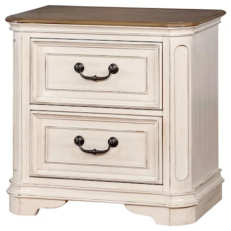 Traditional White 2-Drawer Nightstand