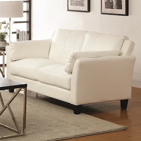 Contemporary Loveseat with Inner Armrest Cushioning