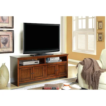 Transitional TV Console with 4 Shelves