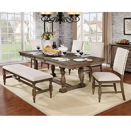 Relaxed Vintage 6 Piece Table, Chair and Bench Set