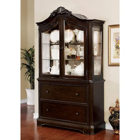 Traditional Hutch & Buffet with Lighting
