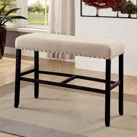 Rustic Bar Height Bench with Nailhead Trim
