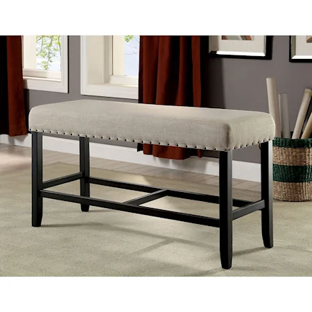 Rustic Counter Height Bench with Nailhead Trim
