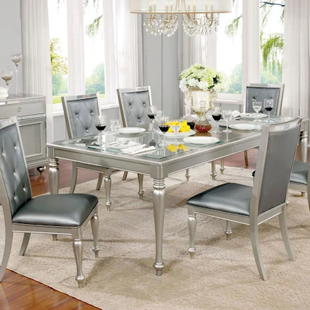 Contemporary Dining Table with Embossed Top and Leaf