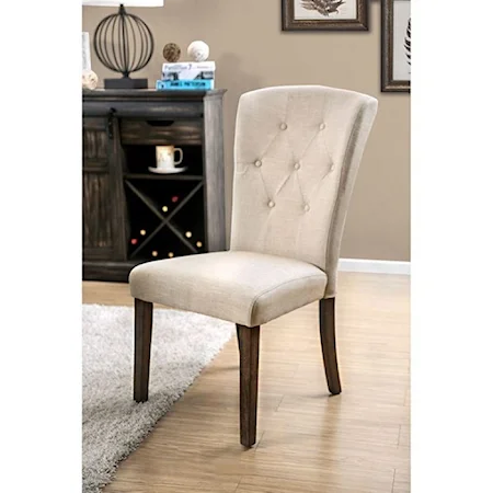 Pack of 2 Transitional Side Chairs with Button Tufting