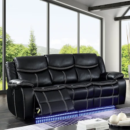 Contemporary Power Reclining Sofa with LED Lighting