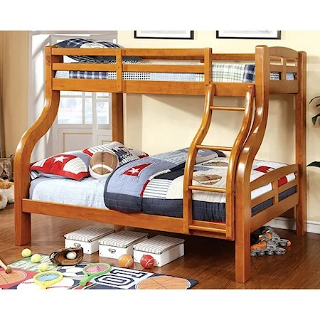 Casual Youth Bedroom Twin Over Full Bunk Bed with Trundle