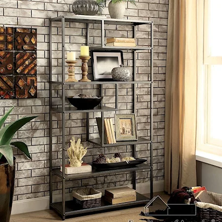 Industrial Display Shelf with Asymmetrical Shelves