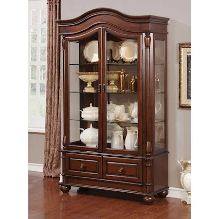 Traditional Hutch & Buffet with Built-In Lighting
