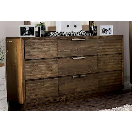 Rustic 6-Drawer Dresser with Felt-Lined Top Drawers