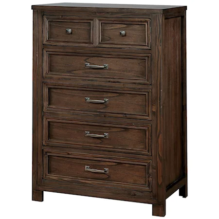 Transitional Chest of 5 Drawers with Felt-Lined Top Drawer