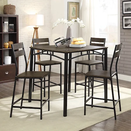 Contemporary 5-Piece Counter Height Table Set