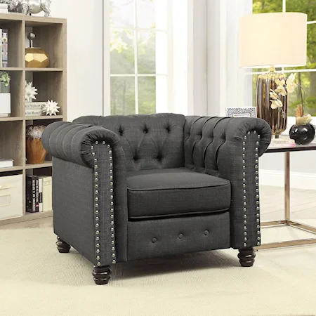 Traditional Chesterfield Chair with Nailheads