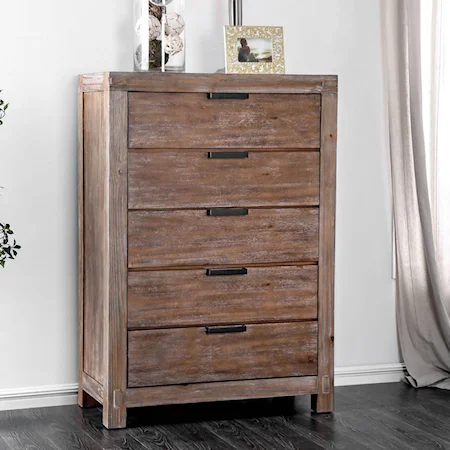 Rustic Chest with Metal Drawer Handles