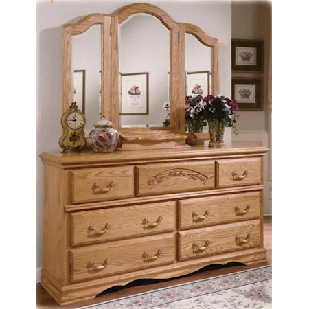 7-Drawer Dresser & Beveled Wing Mirror