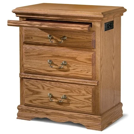 Left Facing 3 Drawer Nightstand