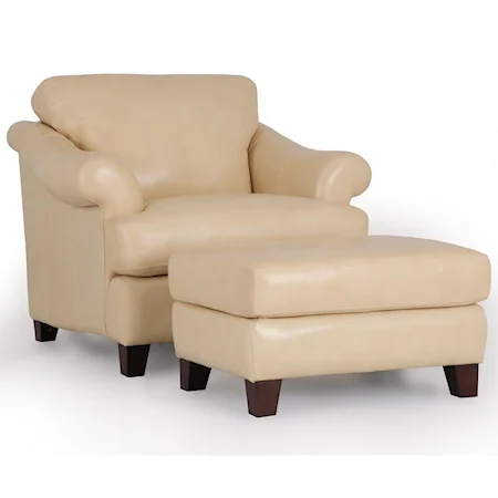 Leather Chair and Ottoman