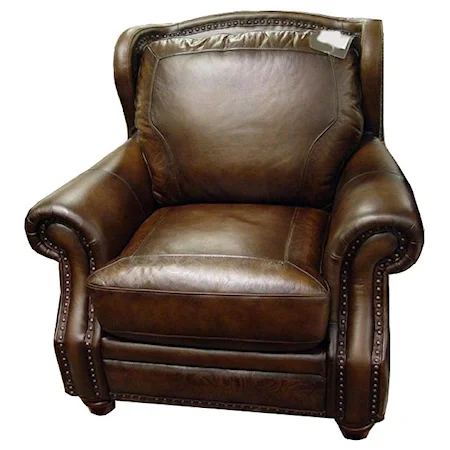 Traditional Leather Chair with Nailheads