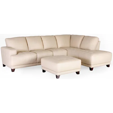 Sectional Sofa with Block Feet and Track Arms