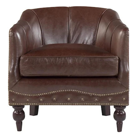 Leather Arm Chair with Nailhead Trim