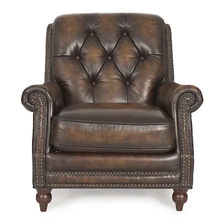 Traditional Button-Tufted Leather Chair with Nailhead Trim