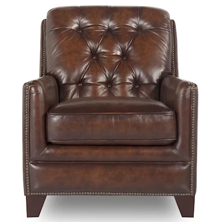 Traditional Leather Chair with Tufted Back & Nailhead Trimming