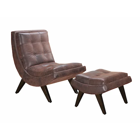 Modern Armless Accent Chair and Ottoman