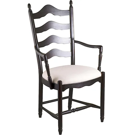 Ladderback Arm Chair with Upholstered Seat