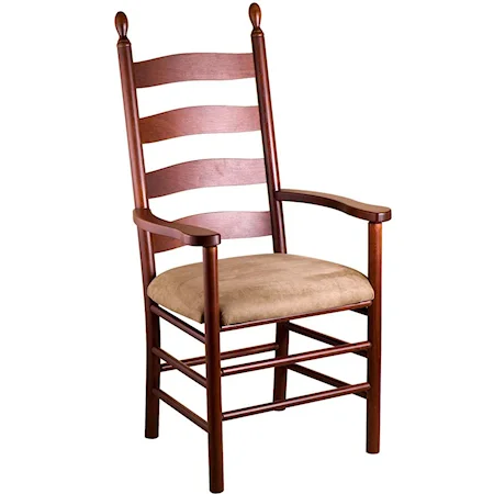Slat Back Arm Chair With Upholstered Seat