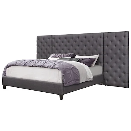 Upholstered Full Bed with Button Tufted Side Panels