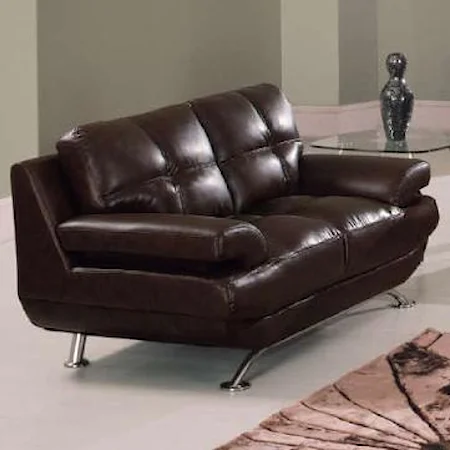 Contemporary Bonded Leather Love Seat