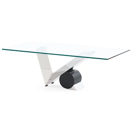 Contemporary Glass and Stainless Steel Coffee Table