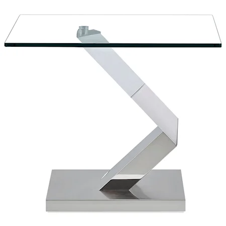 Contemporary Glass and Stainless Steel End Table