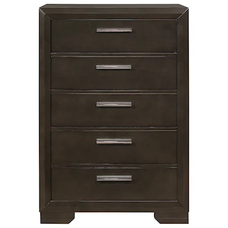 Transitional 5-Drawer Chest with Felt Lined Top Drawer