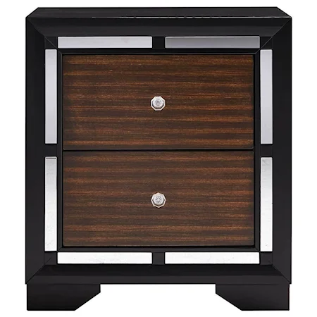 Transitional Two Tone Nightstand with Decorative Mirror