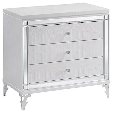Glam 3 Drawer Nightstand with Mirrored Accents