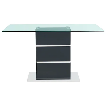 Contemporary Rectangular Bar Height Table with Glass Top