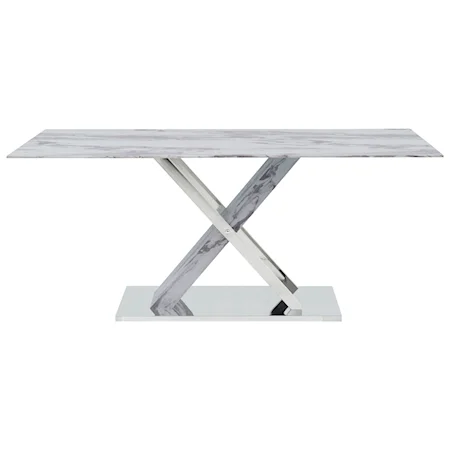Contemporary Faux Marble Top Dining Table